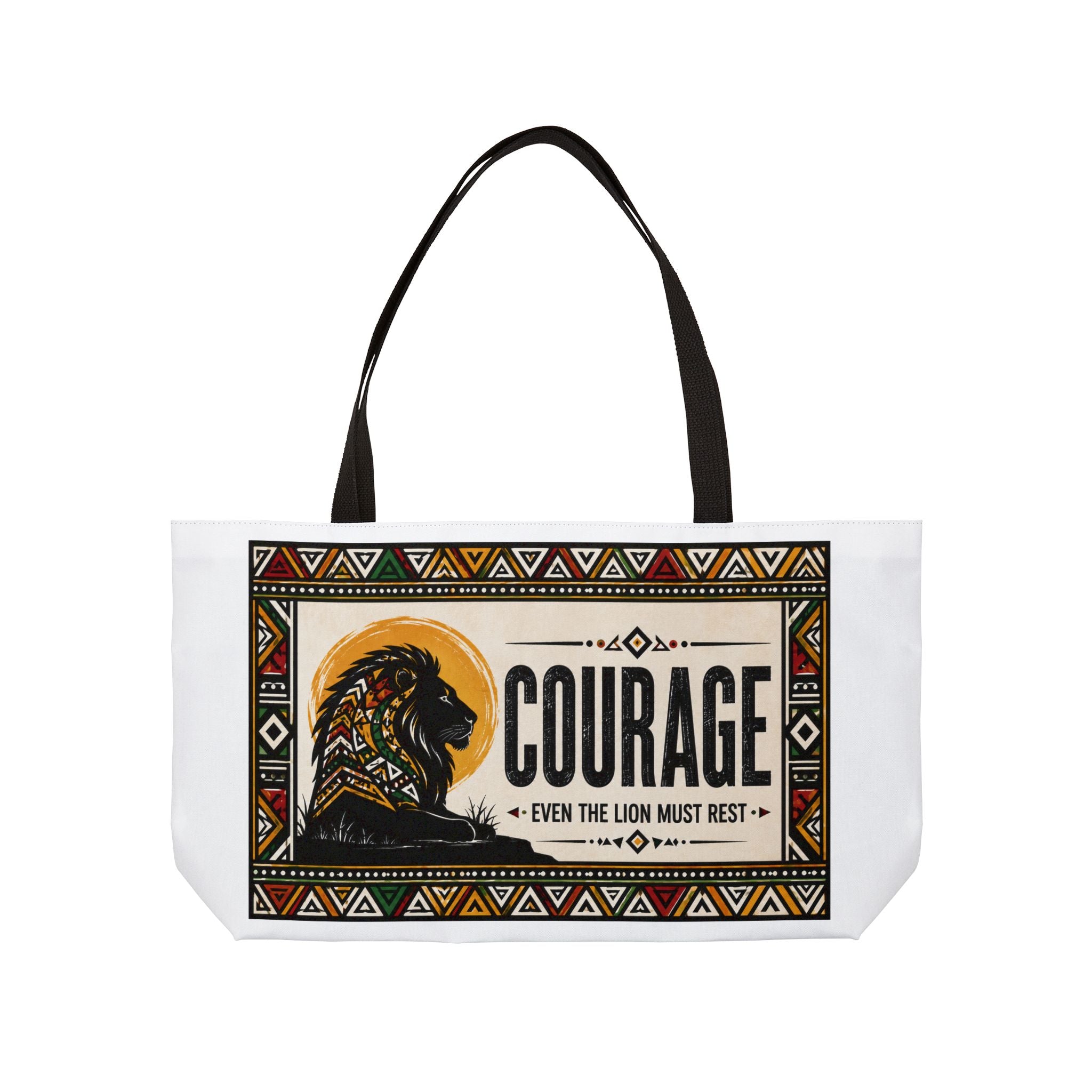Courage Lion Weekender Tote - Inspirational Tribal Graphic Travel Bag