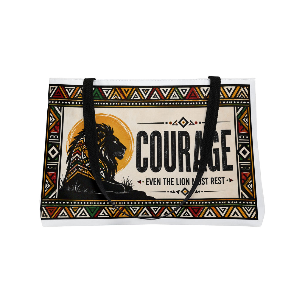 Courage Lion Weekender Tote - Inspirational Tribal Graphic Travel Bag