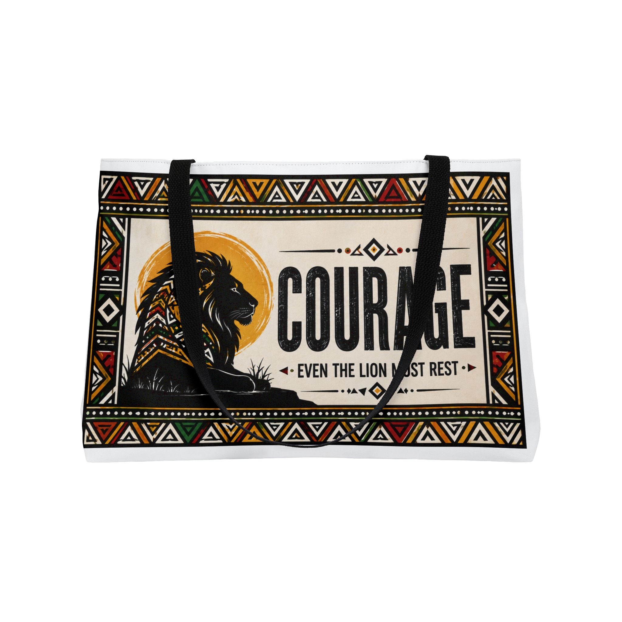 Courage Lion Weekender Tote - Inspirational Tribal Graphic Travel Bag