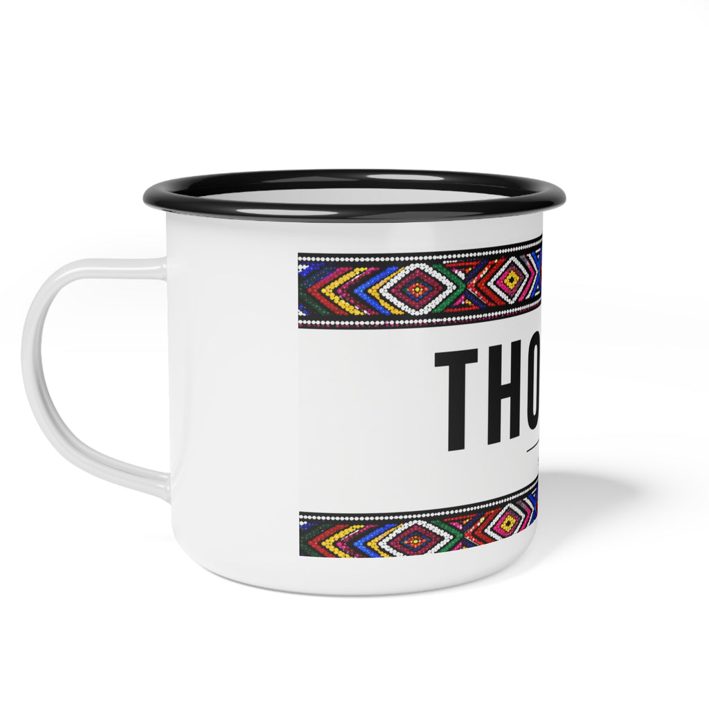 Enamel Camp Cup — 'THOBELA' Sepedi Tribal Pattern Camping Mug