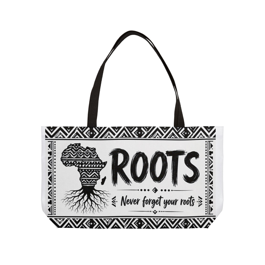 Weekender Tote Bag — 'Roots: Never Forget Your Roots' African Map Design