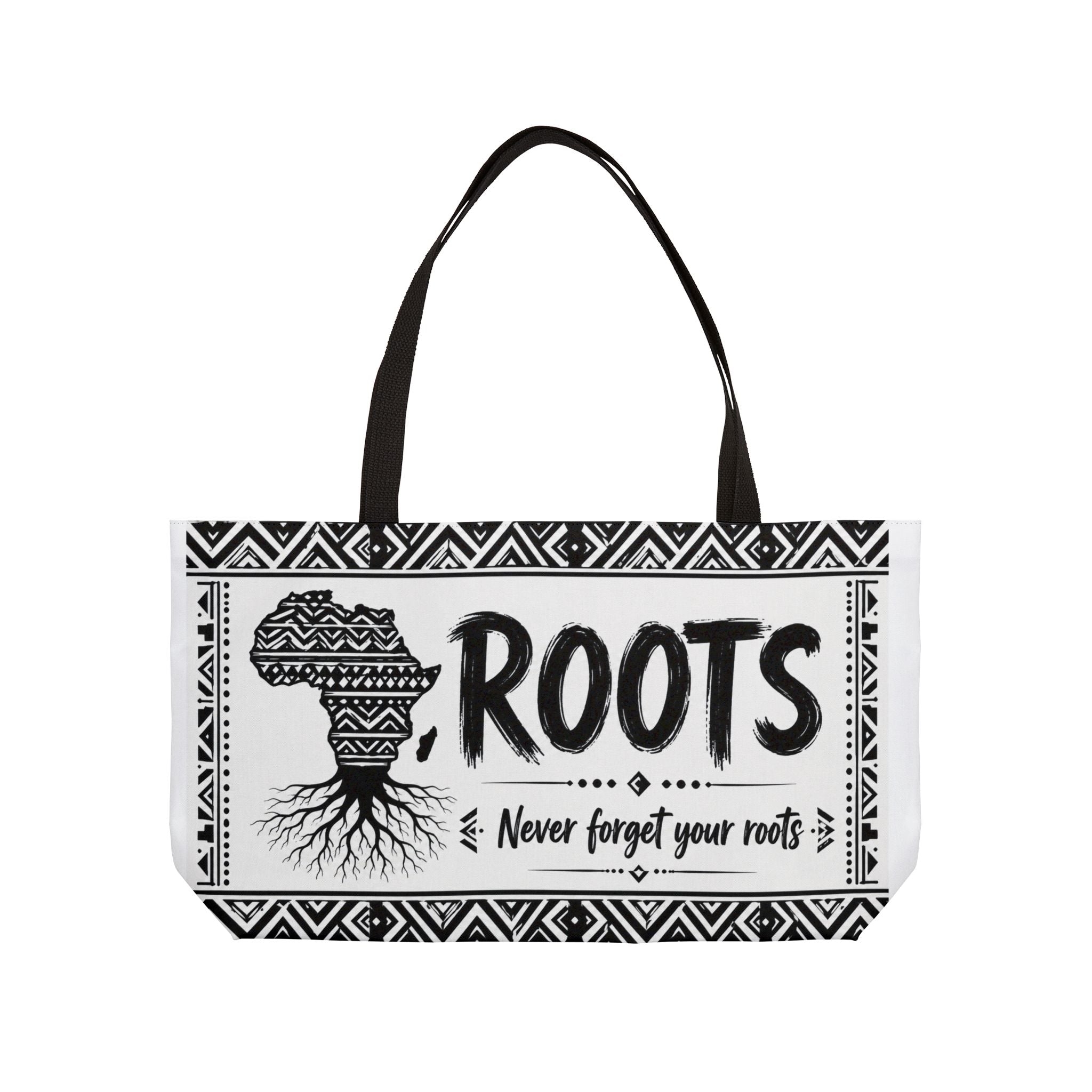 Weekender Tote Bag — 'Roots: Never Forget Your Roots' African Map Design