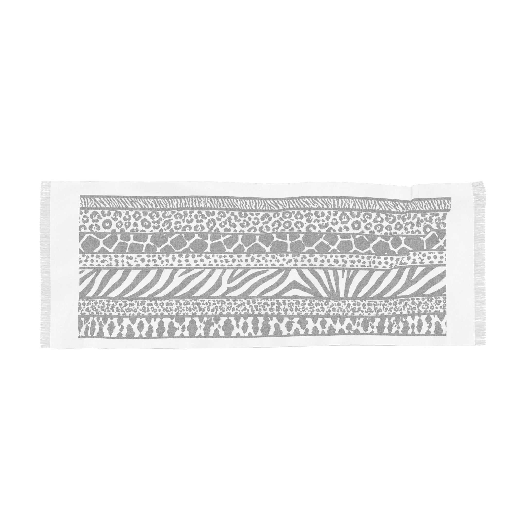 Light Scarf — Black & White Animal Print Lightweight Scarf