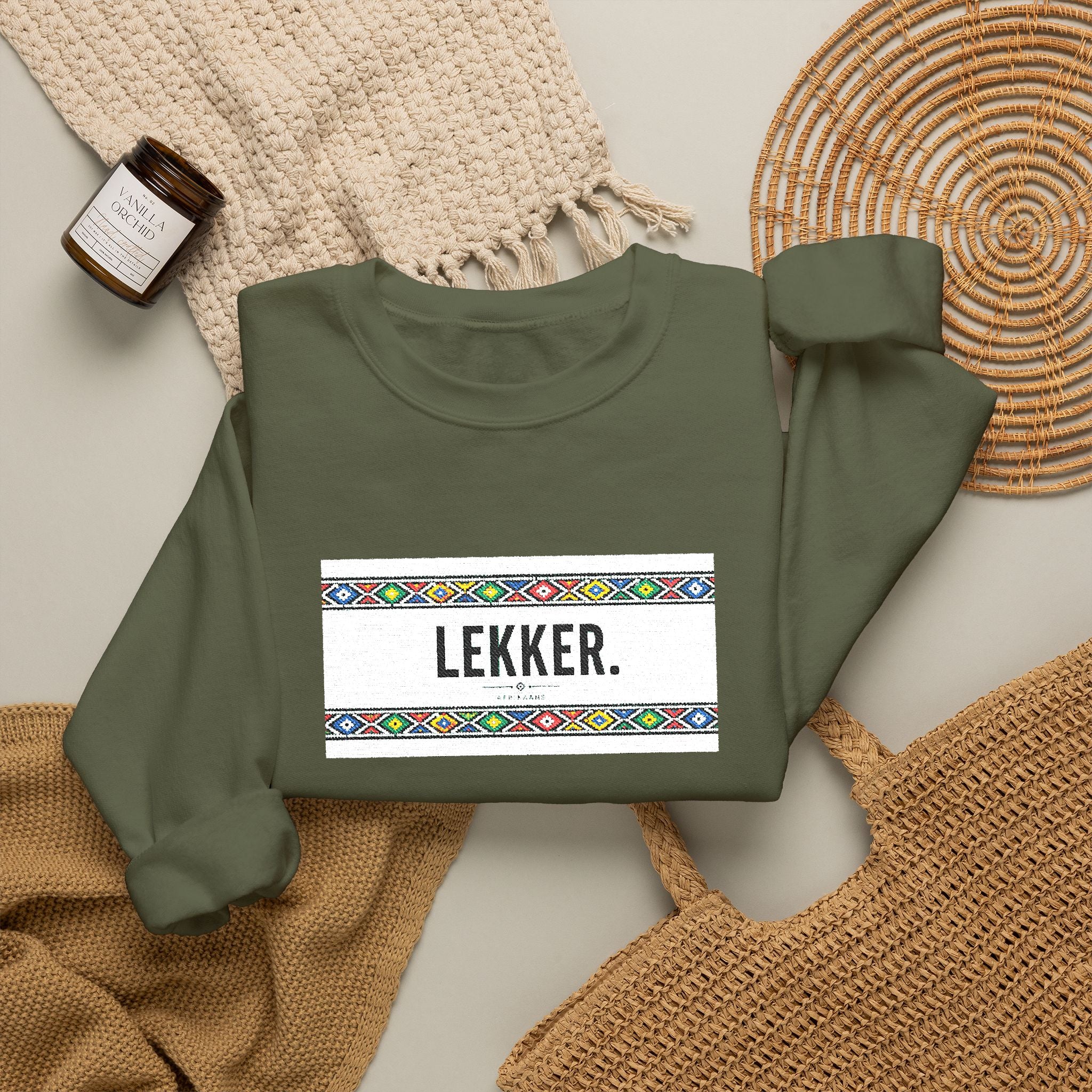 Lekker Crewneck Sweatshirt - Colorful Floral Border Unisex Pullover