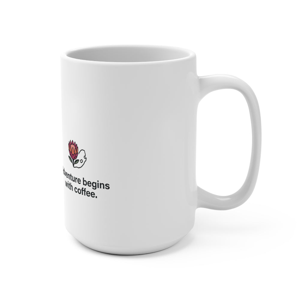 Proudly South African 15oz Coffee Mug — 'Adventure Begins with Coffee'