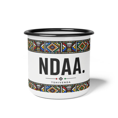 Enamel Camp Cup - NDAA. Tshivenda Tribal Pattern Travel Mug
