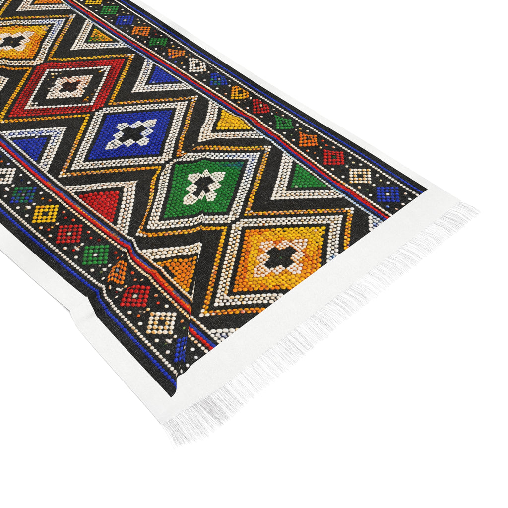Bohemian Diamond Pattern Light Scarf — Colorful Geometric Fringe Wrap