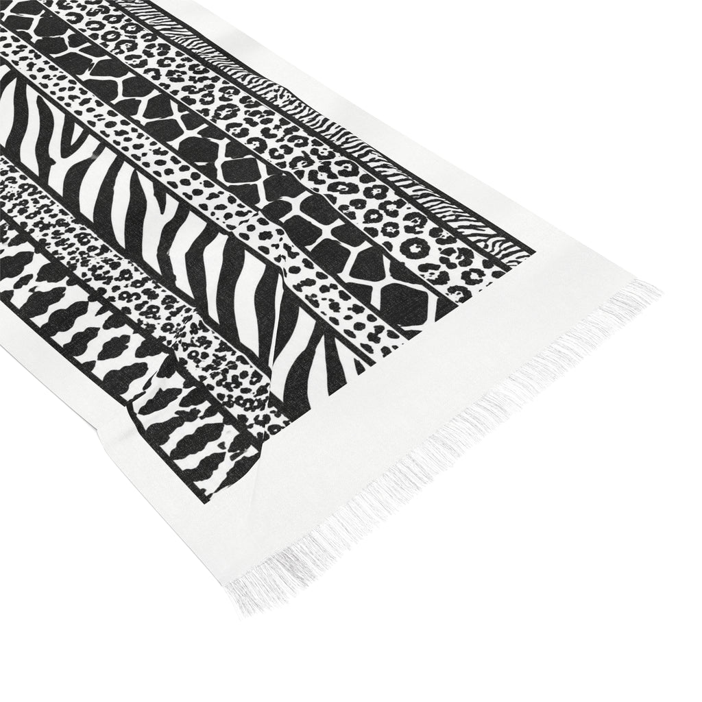 Light Scarf — Black & White Animal Print Lightweight Scarf