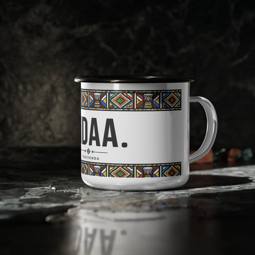Enamel Camp Cup - NDAA. Tshivenda Tribal Pattern Travel Mug