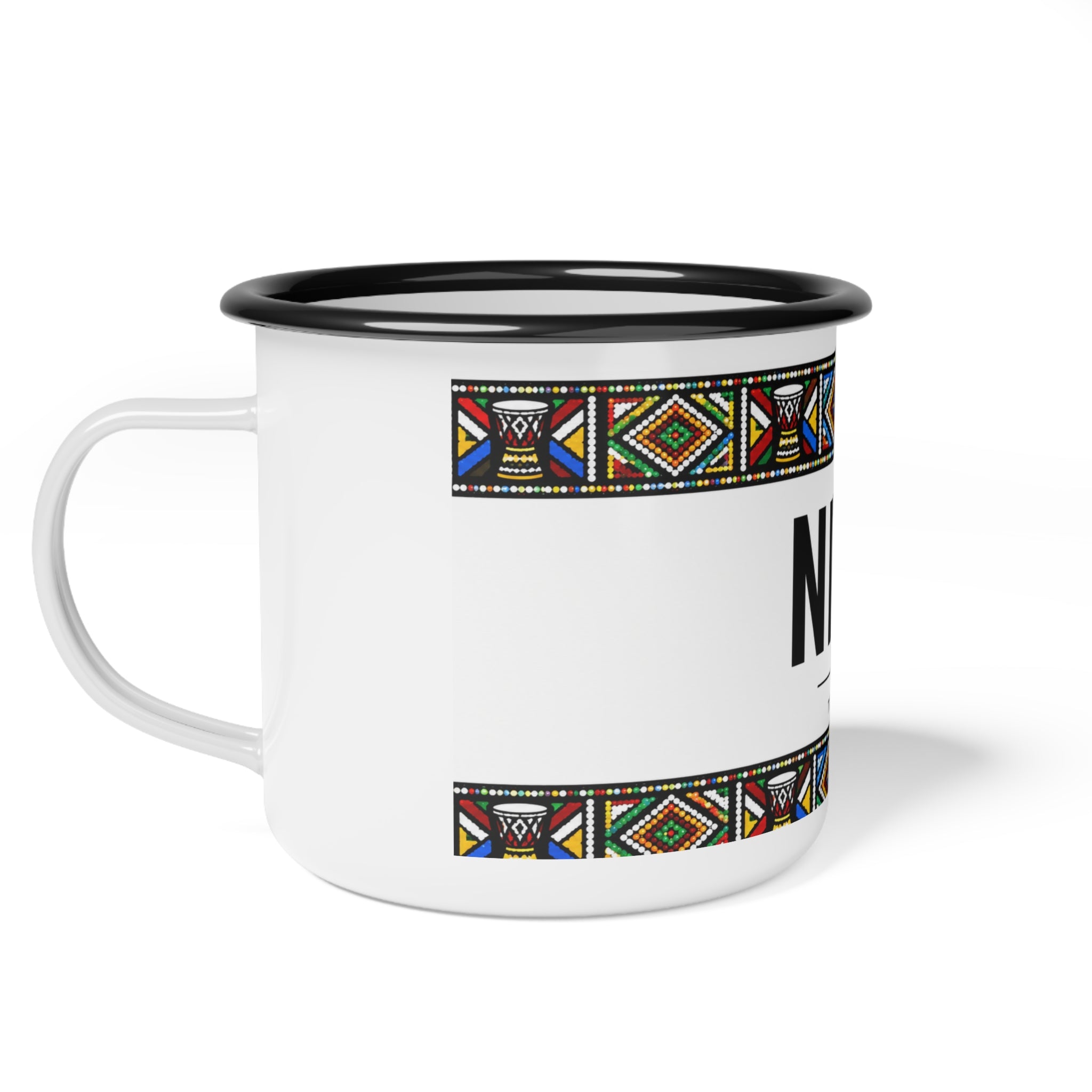 Enamel Camp Cup - NDAA. Tshivenda Tribal Pattern Travel Mug