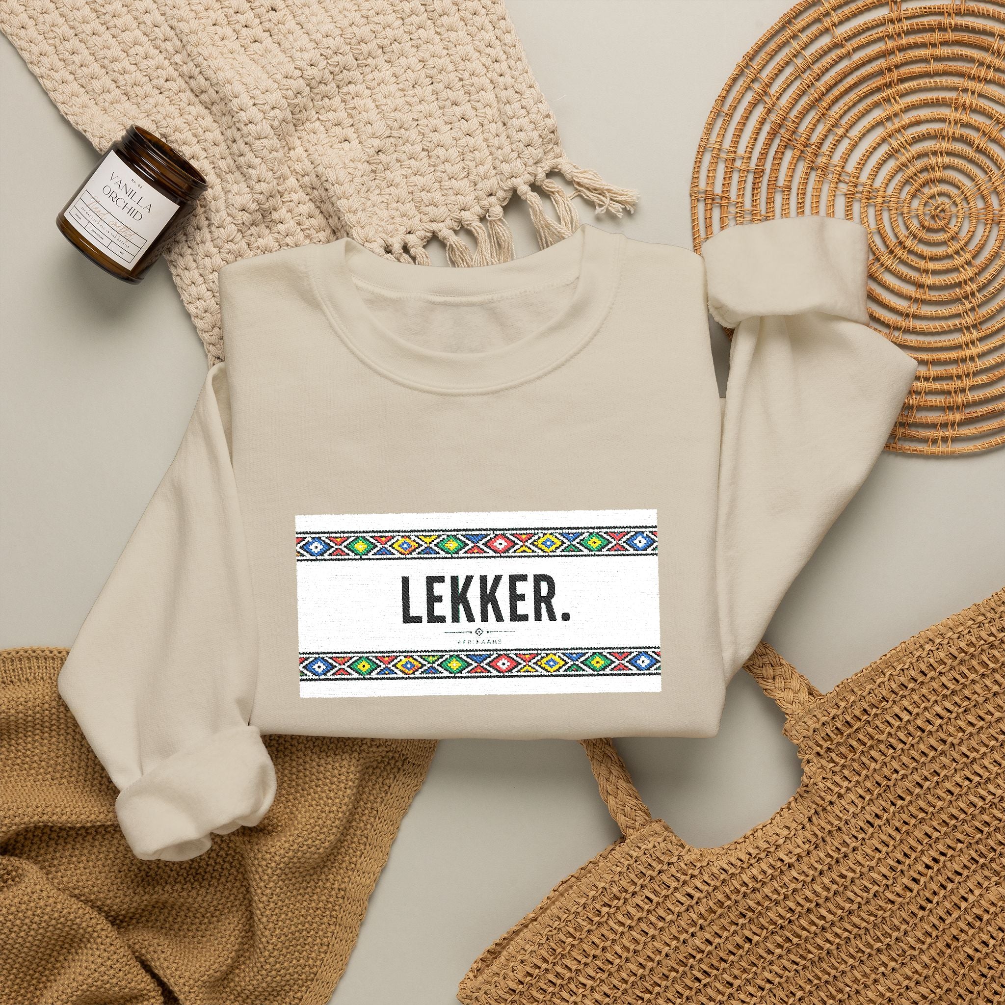 Lekker Crewneck Sweatshirt - Colorful Floral Border Unisex Pullover