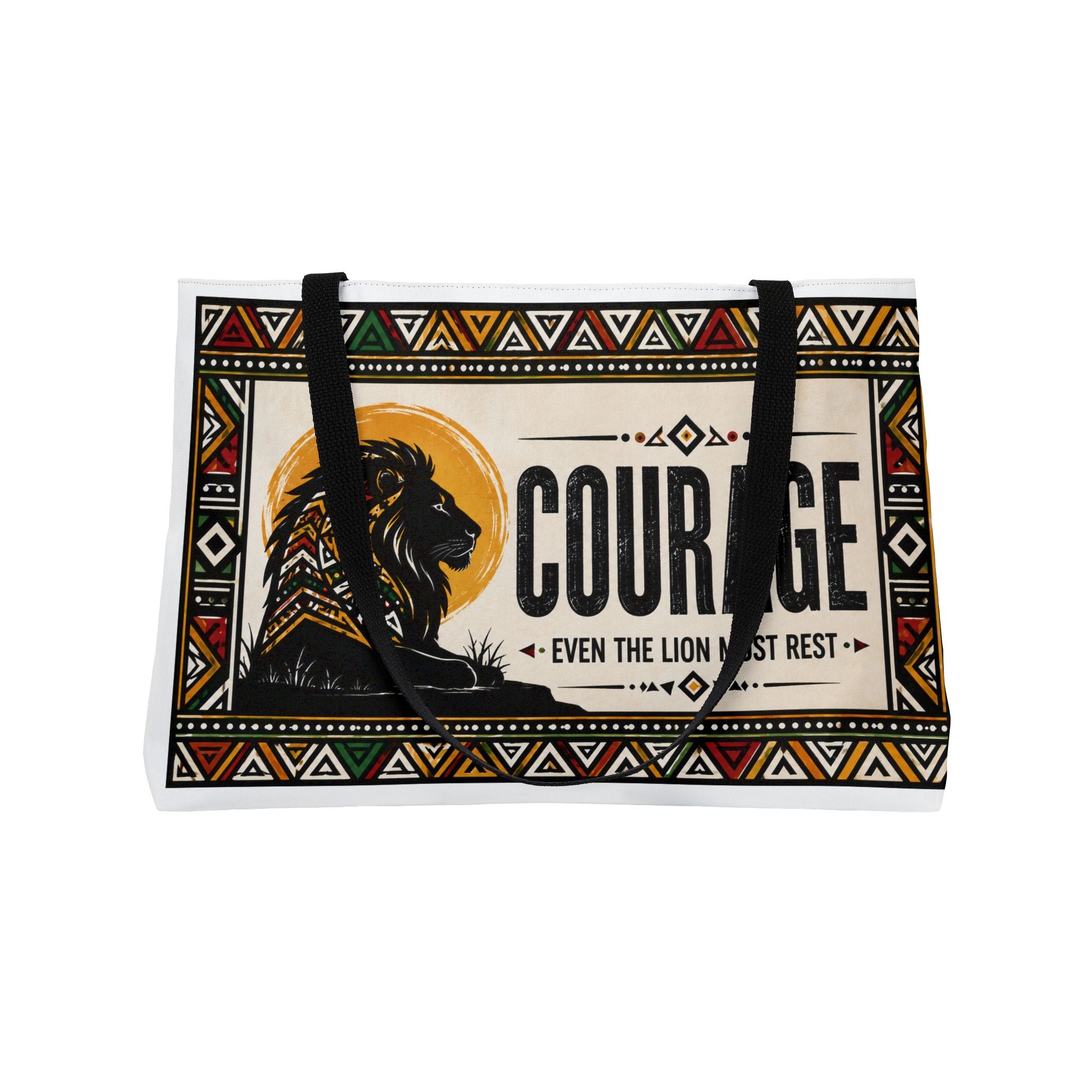 Courage Lion Weekender Tote - Inspirational Tribal Graphic Travel Bag