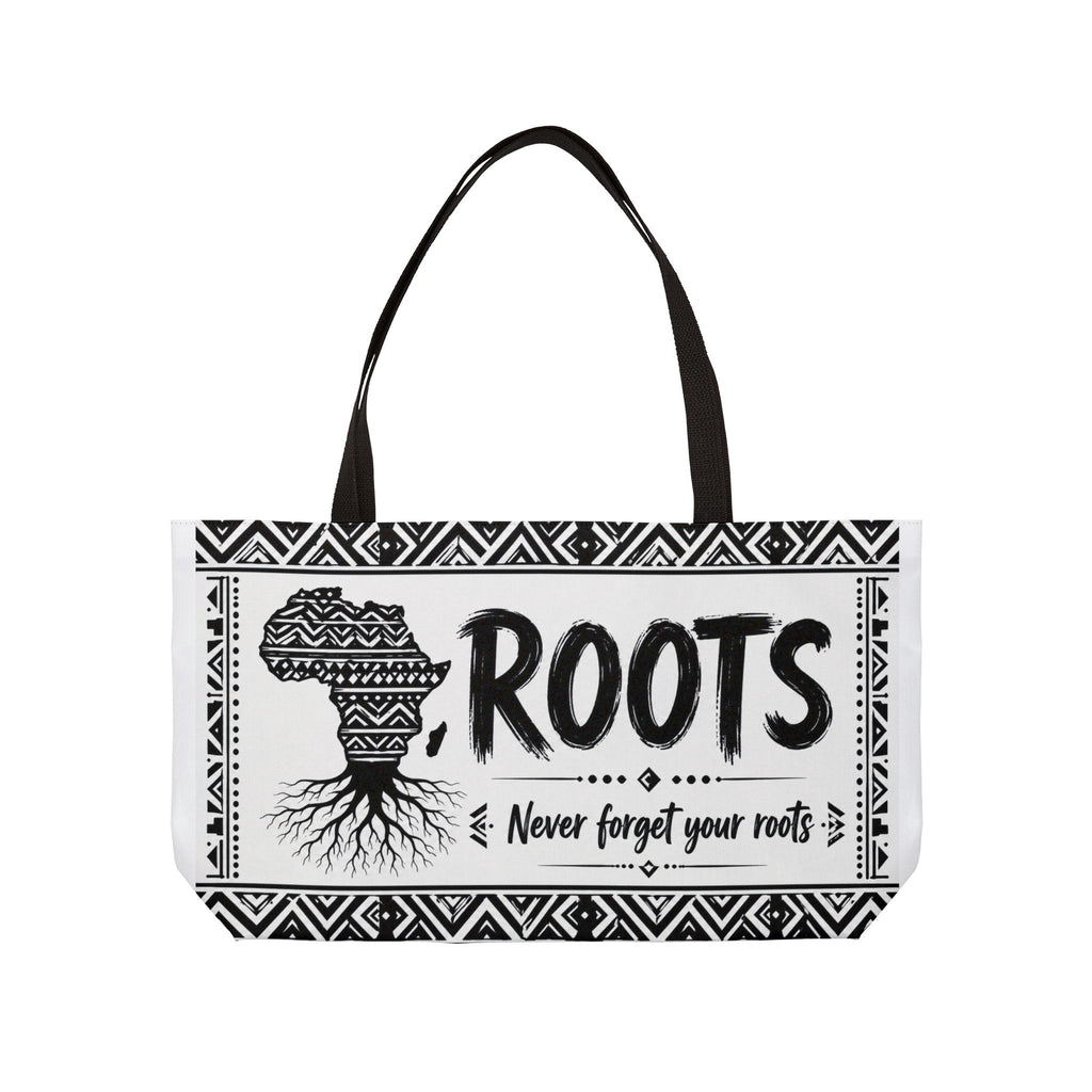 Weekender Tote Bag — 'Roots: Never Forget Your Roots' African Map Design