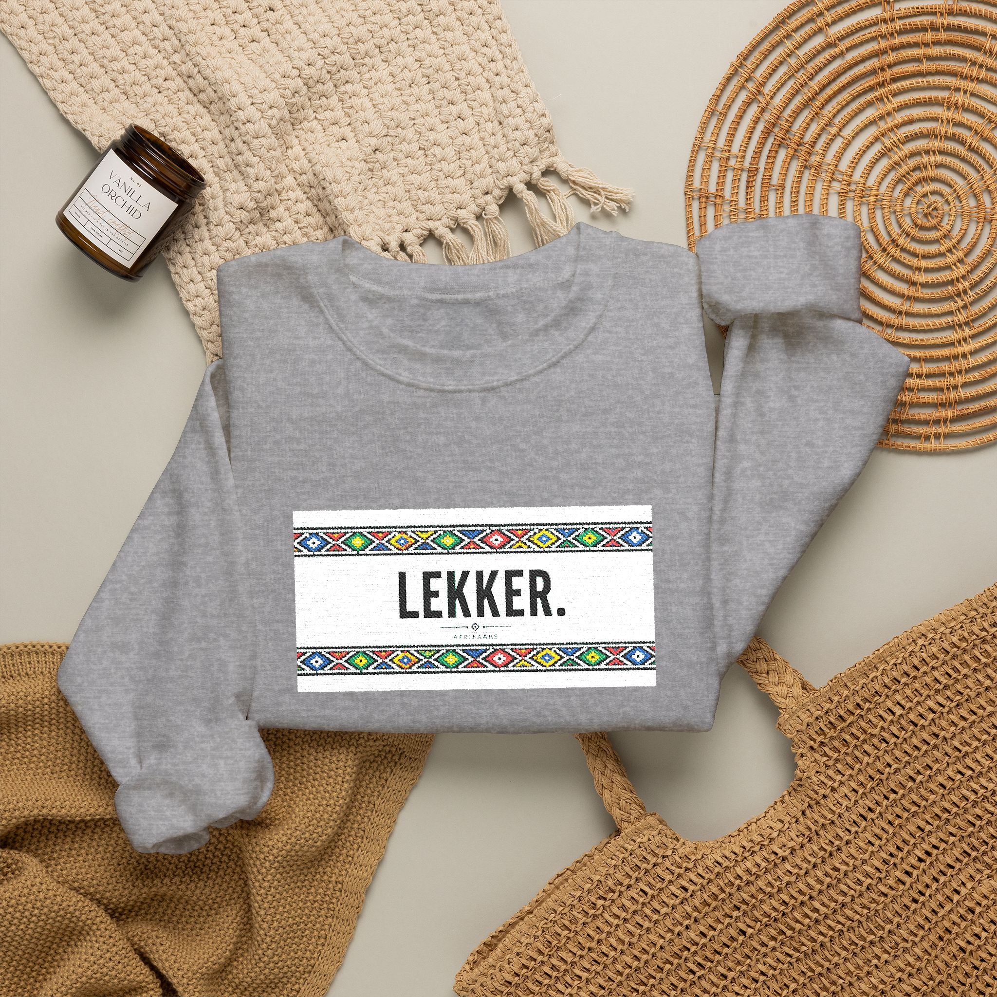 Lekker Crewneck Sweatshirt - Colorful Floral Border Unisex Pullover