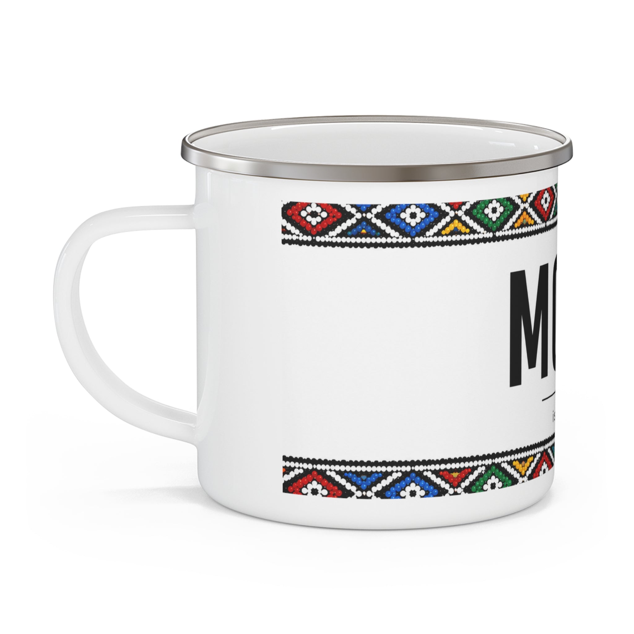 Enamel Mug — "MOLO." IsiXhosa Tribal Border Camping Cup