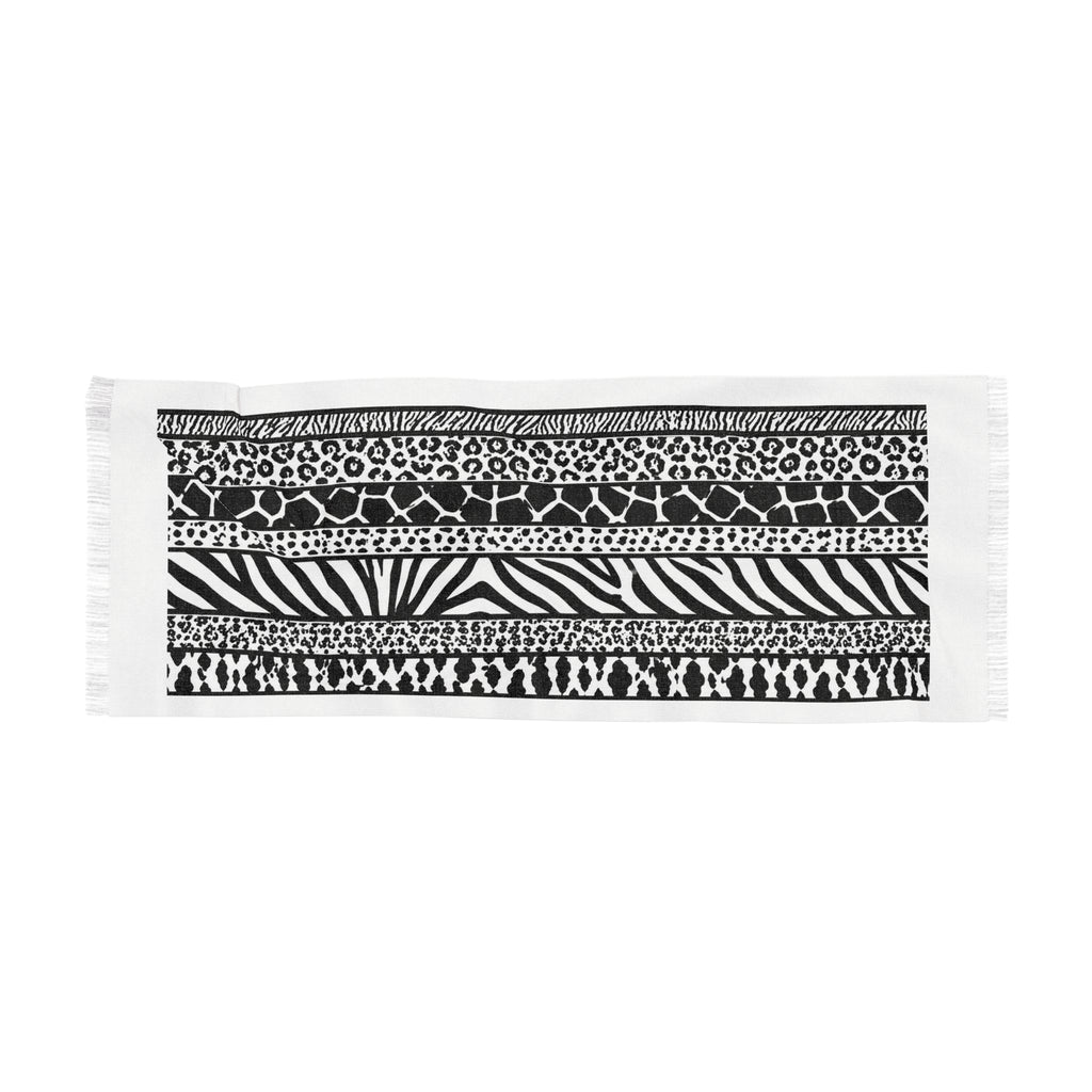 Light Scarf — Black & White Animal Print Lightweight Scarf