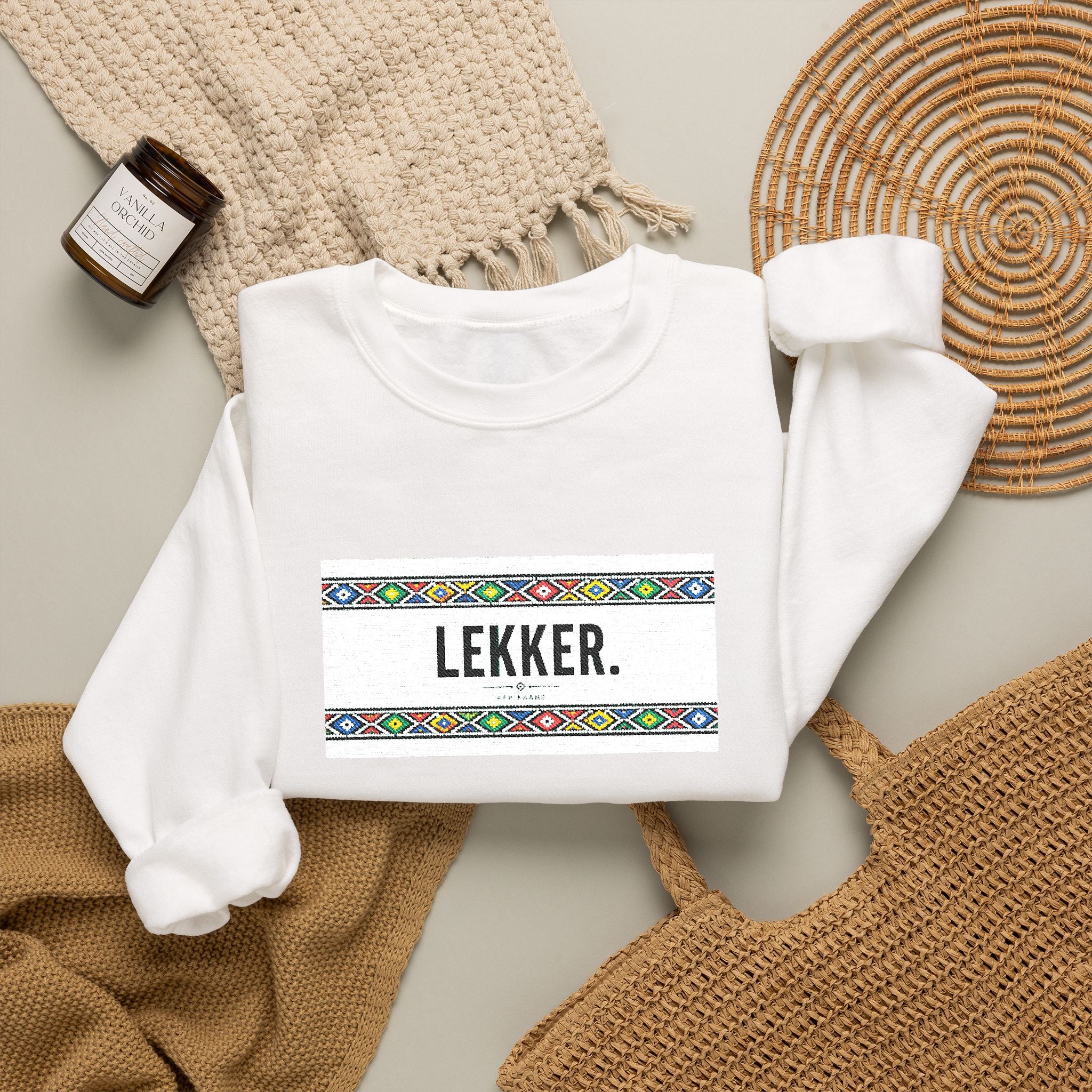 Lekker Crewneck Sweatshirt - Colorful Floral Border Unisex Pullover