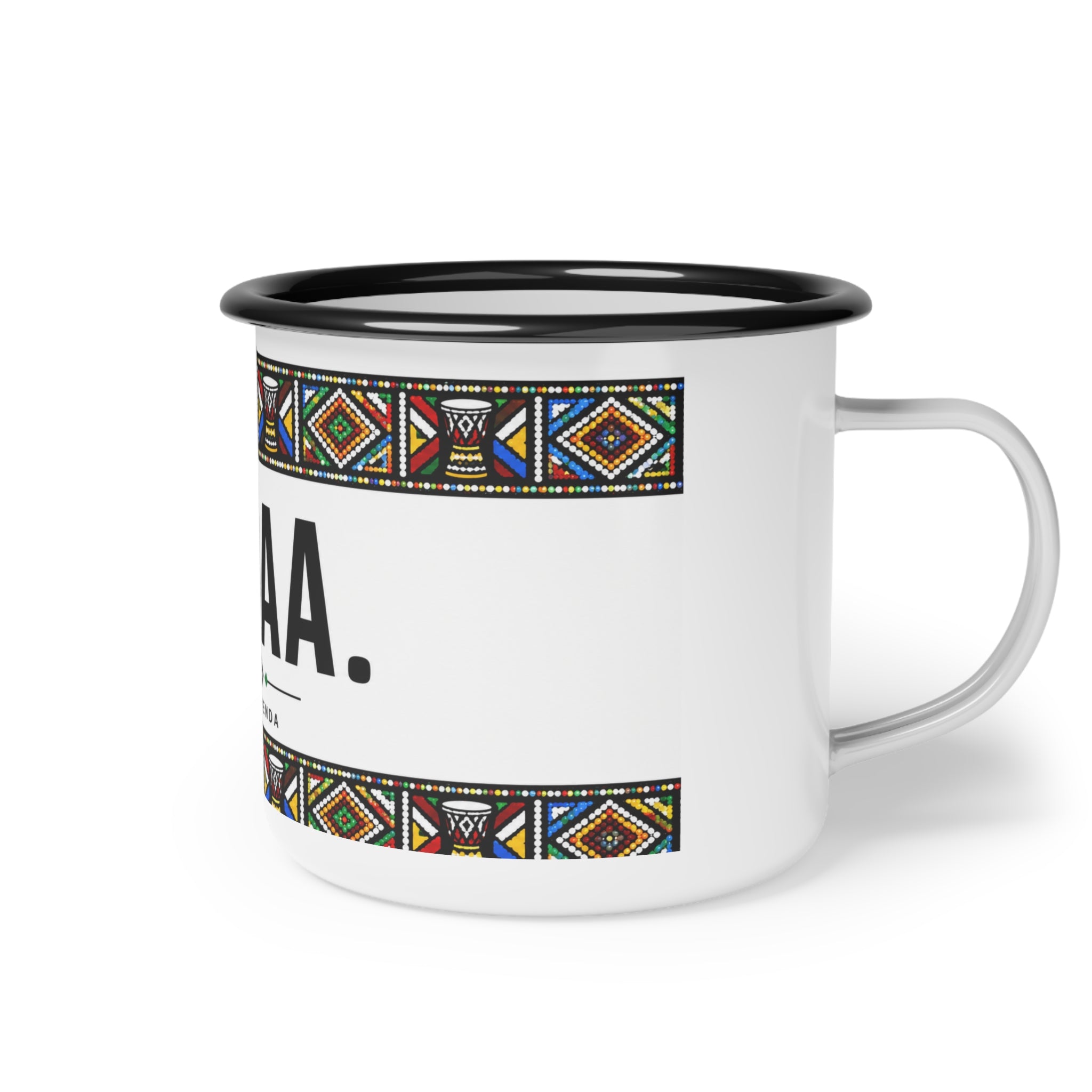 Enamel Camp Cup - NDAA. Tshivenda Tribal Pattern Travel Mug